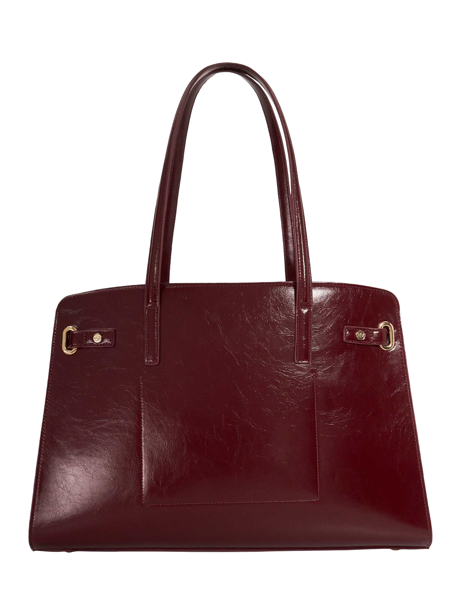 Product image 3 of 5, which shows Dune London Define Leather Handbag, Burgundy