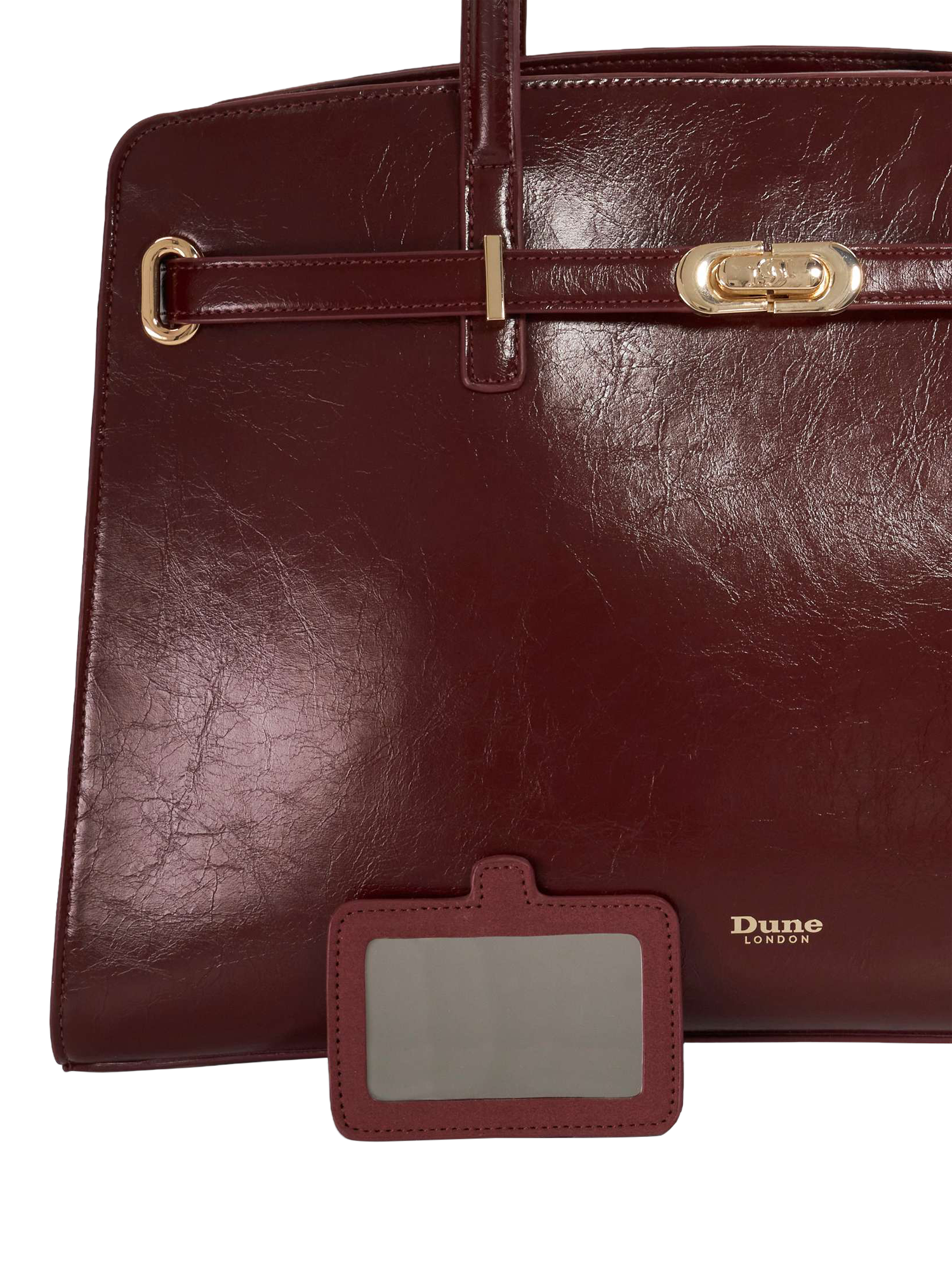 Product image 5 of 5, which shows Dune London Define Leather Handbag, Burgundy