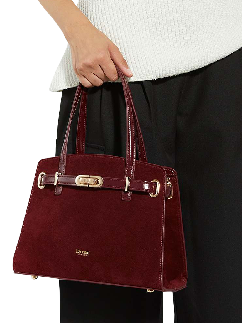Product image 2 of 5, which shows Dune London Dinidefine Leather Handbag, Burgundy
