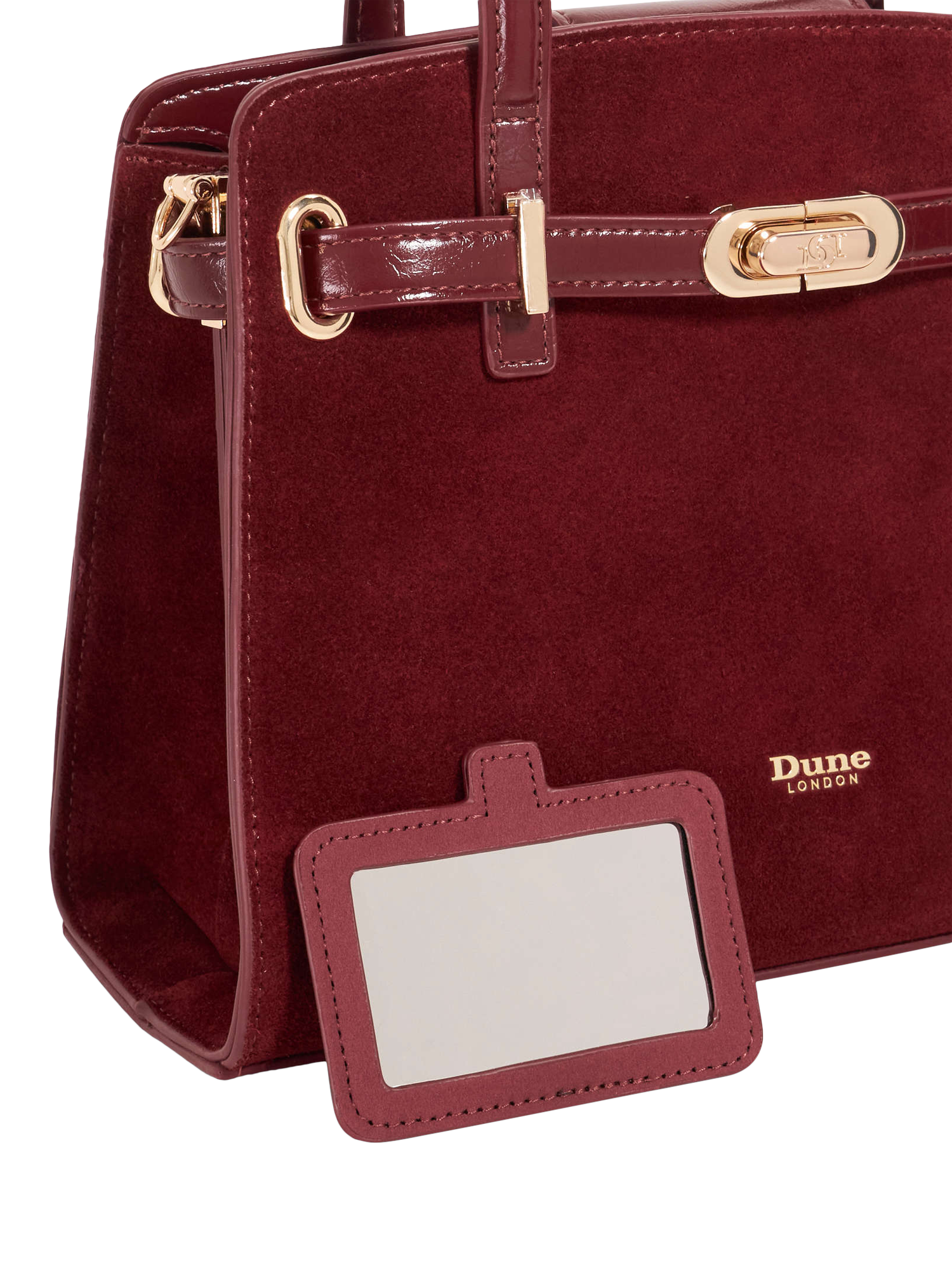 Product image 5 of 5, which shows Dune London Dinidefine Leather Handbag, Burgundy