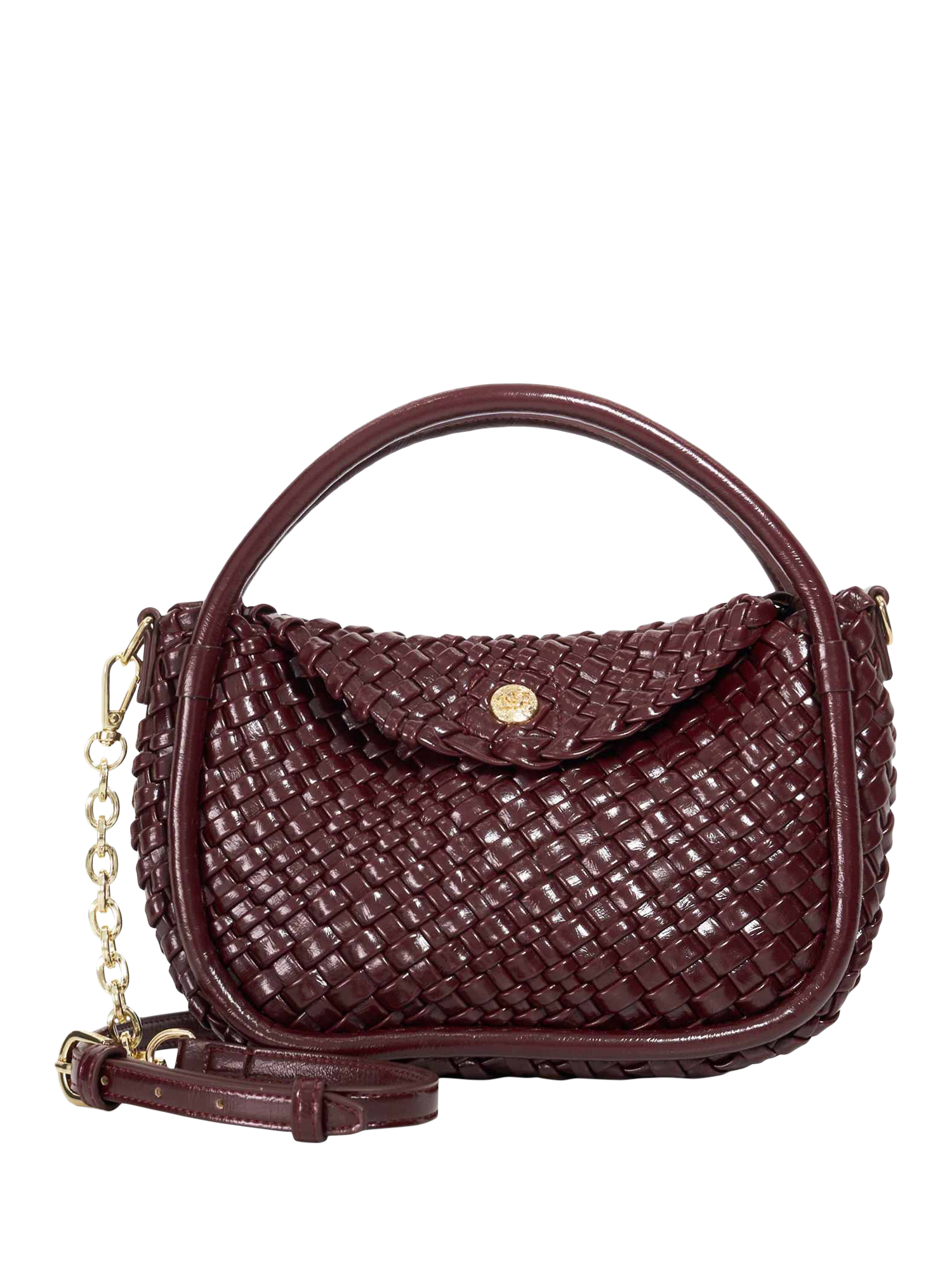 Product image 1 of 5, which shows Dune London Dinideliberate Woven Grab Bag, Burgundy