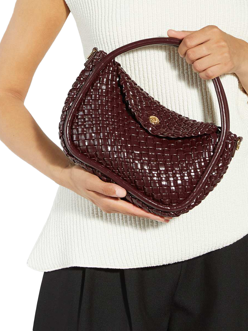 Product image 2 of 5, which shows Dune London Dinideliberate Woven Grab Bag, Burgundy