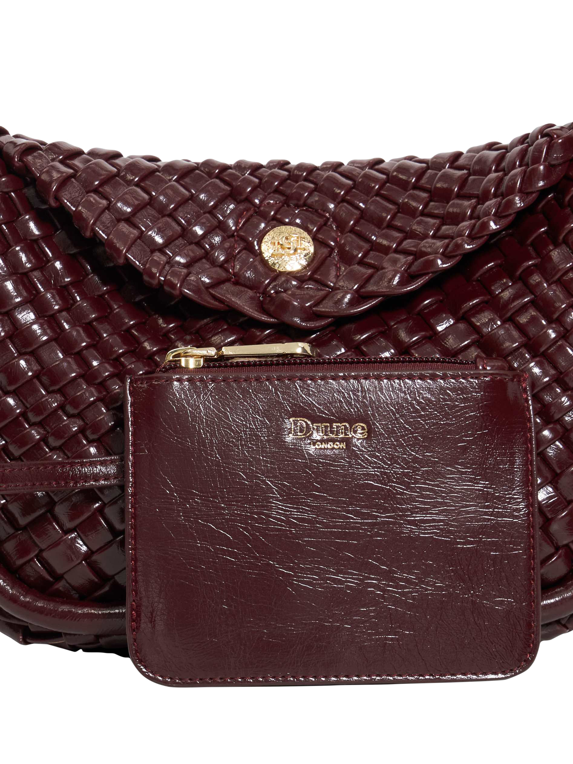 Product image 5 of 5, which shows Dune London Dinideliberate Woven Grab Bag, Burgundy