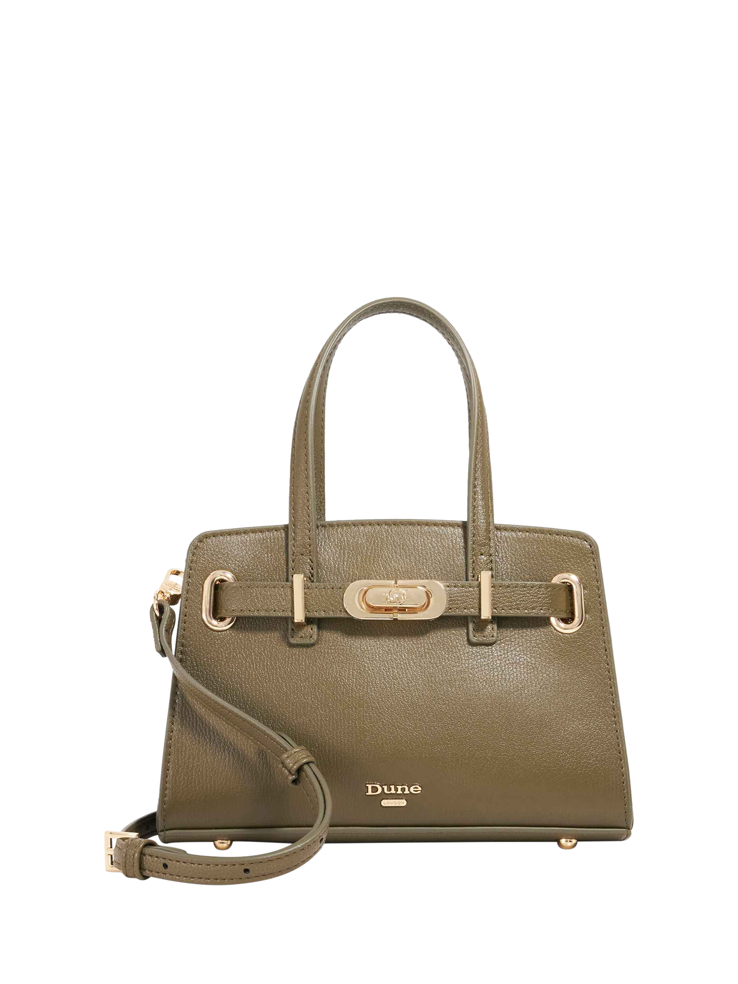 Product image 1 of 5, which shows Dune London Dinkydefine Leather Grab Bag, Dark Green