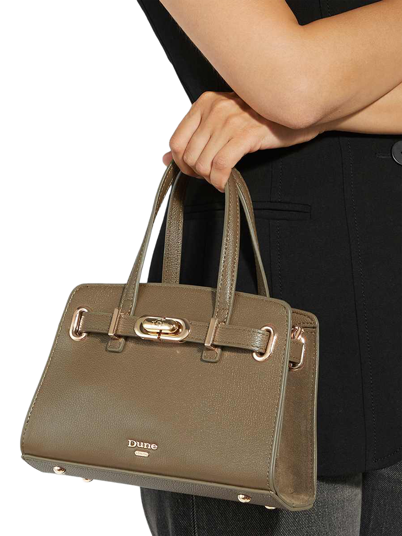 Product image 2 of 5, which shows Dune London Dinkydefine Leather Grab Bag, Dark Green