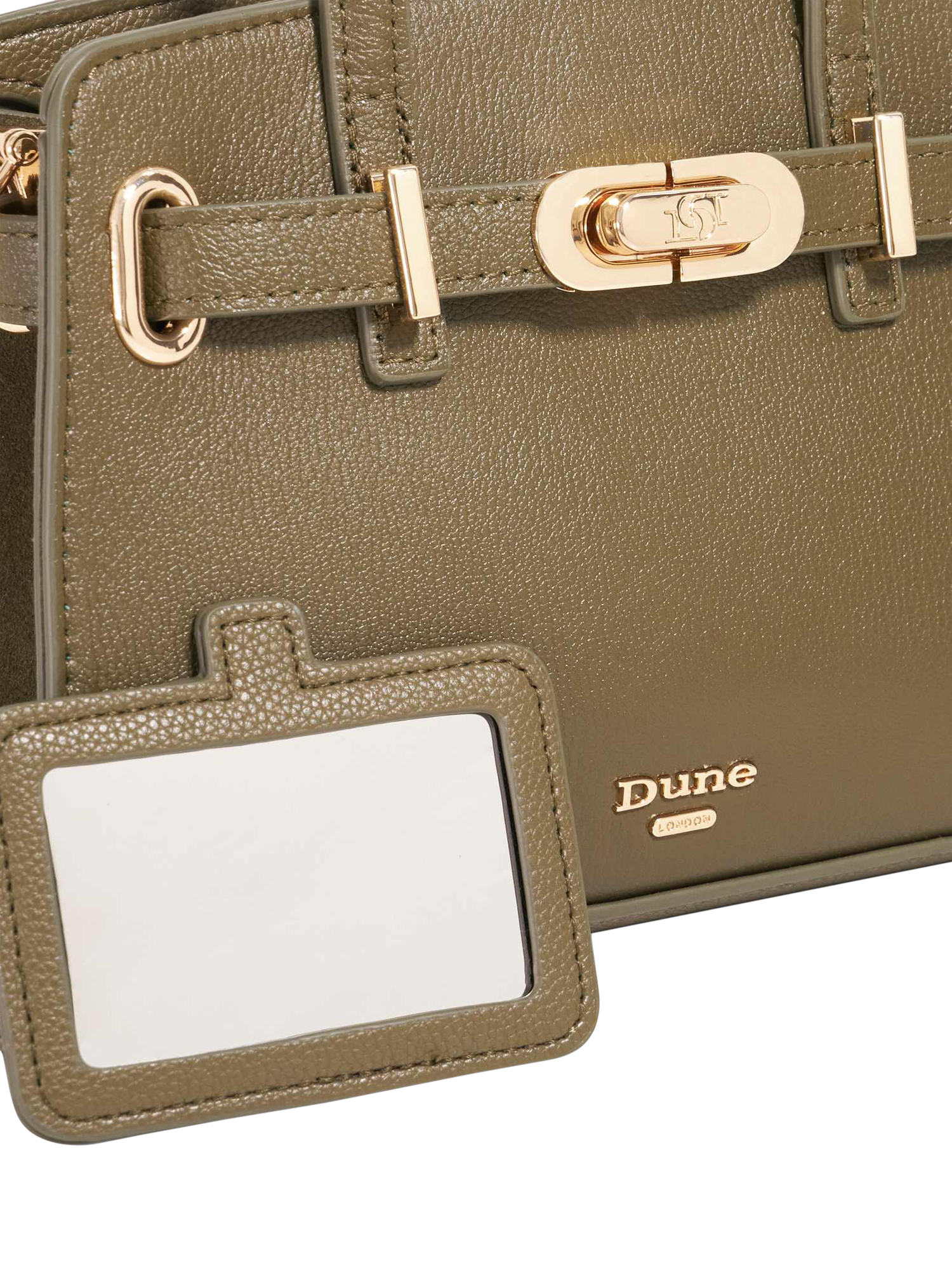 Product image 5 of 5, which shows Dune London Dinkydefine Leather Grab Bag, Dark Green