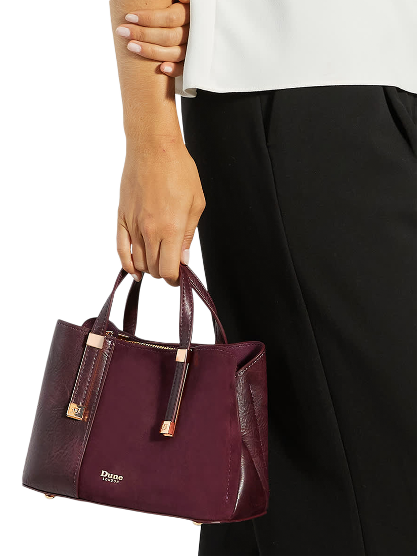 Product image 2 of 5, which shows Dune London Dinkydorry Boxy Handbag, Purple