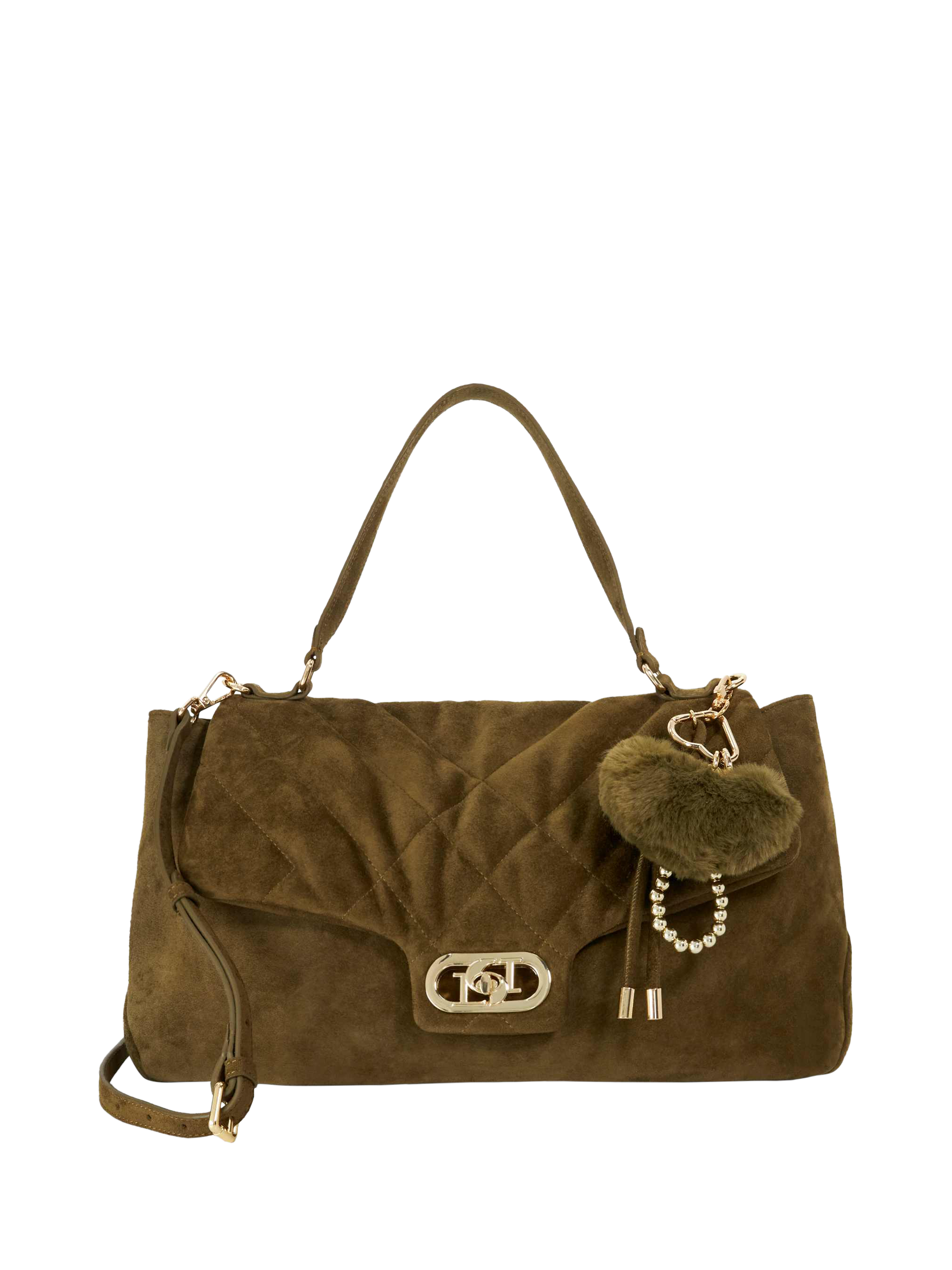 Product image 1 of 5, which shows Dune London Regency Suede Handbag, Khaki