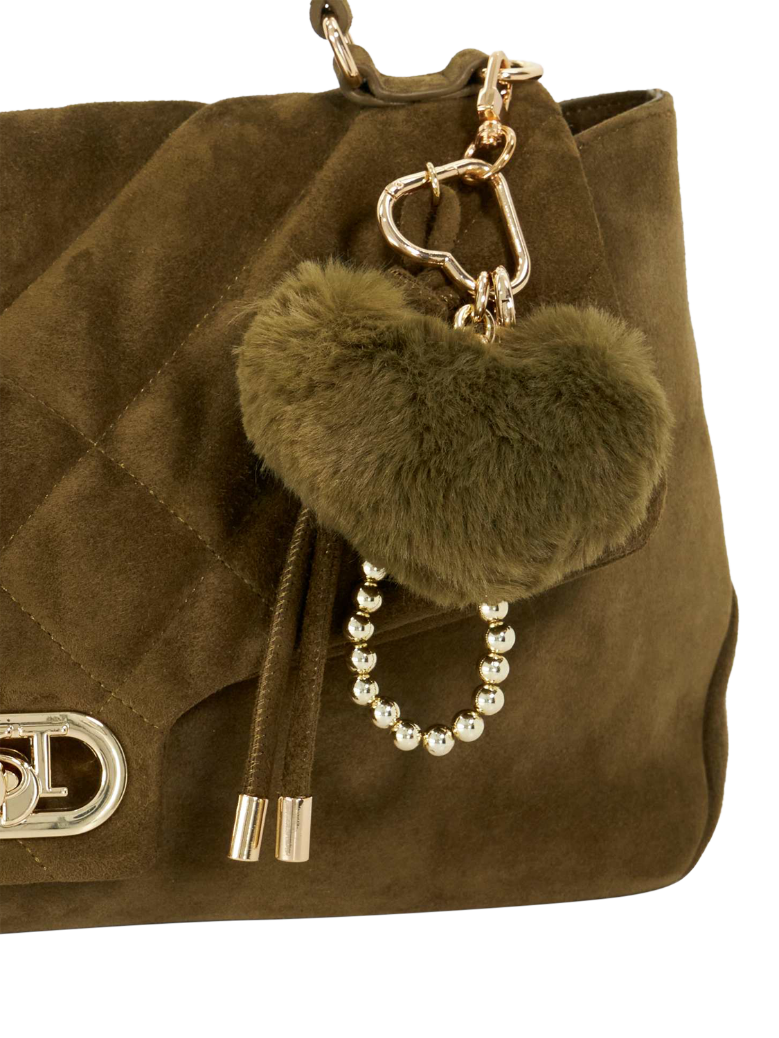 Product image 5 of 5, which shows Dune London Regency Suede Handbag, Khaki