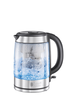 Russell Hobbs 20760-10 Purity Glass Kettle, 1L, Silver, Silver