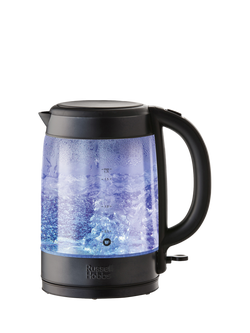 Russell Hobbs Illuminating Glass Electric Kettle, 1.7L, Black, Black