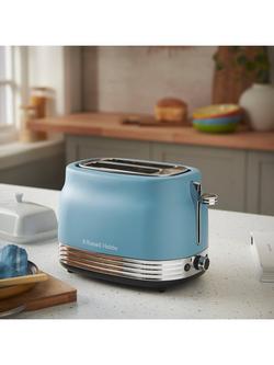 Russell Hobbs Hanley 2 Slice Toaster, Retro Blue - view 2, Retro Blue