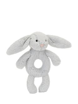 Jellycat Bashful Bunny Ring Rattle, Silver, Silver
