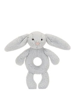 Jellycat Bashful Bunny Ring Rattle, Silver - view 2, Silver