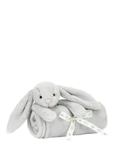 Jellycat Bashful Bunny Blankie, Silver