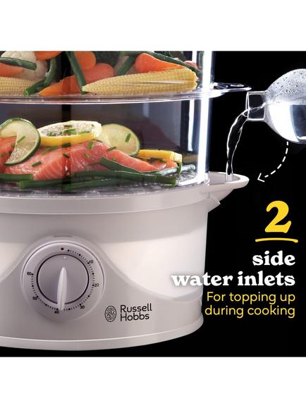 Russell Hobbs 21140 3 Tier Steamer, 9L, White - view 2, White