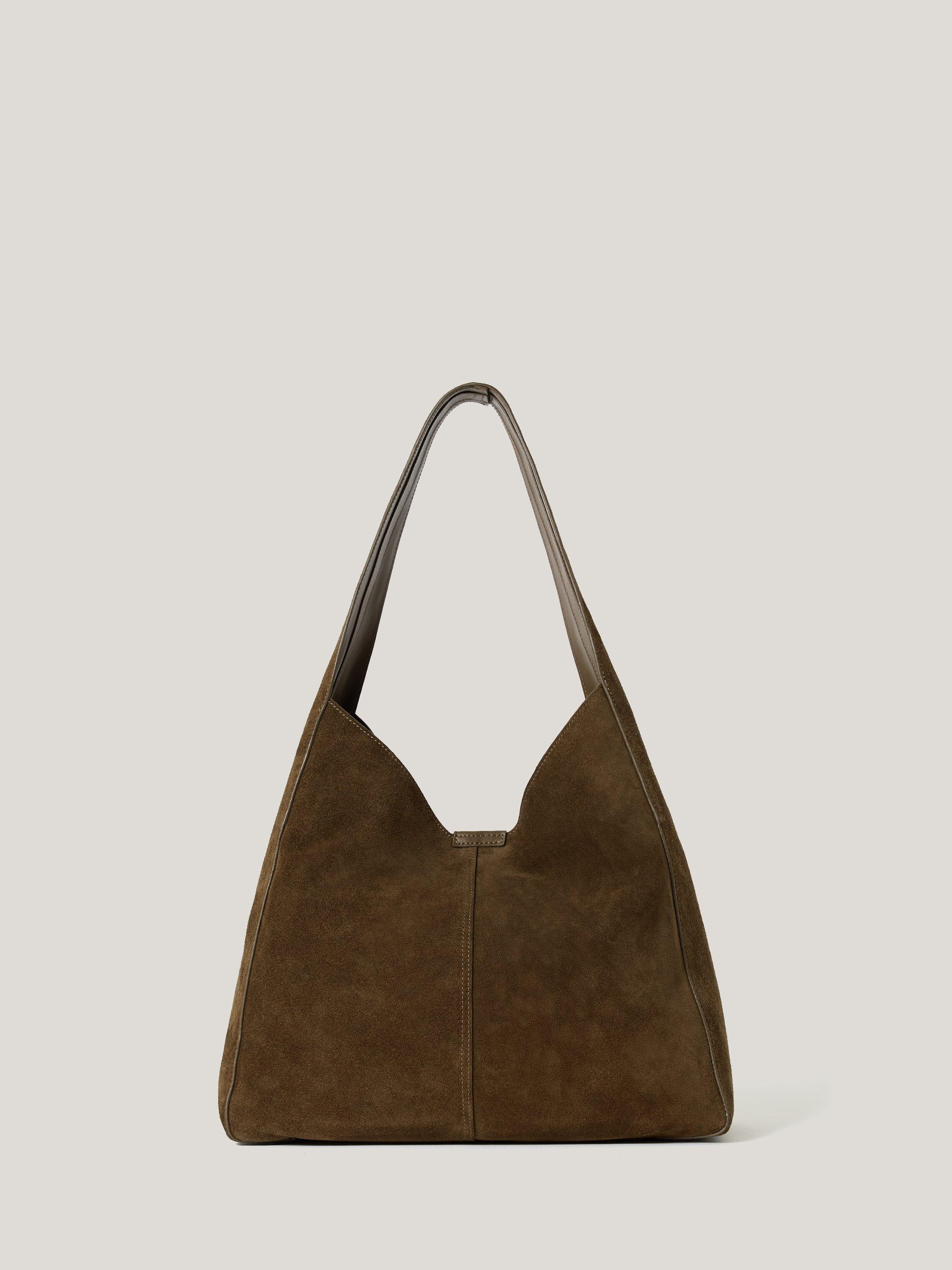 Product image 6 of 6, which shows Jigsaw Heckfield Suede Tote Bag, Green Khaki, One Size