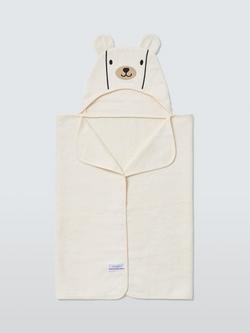 John Lewis Daydream Bear Hooded Towel, White, White