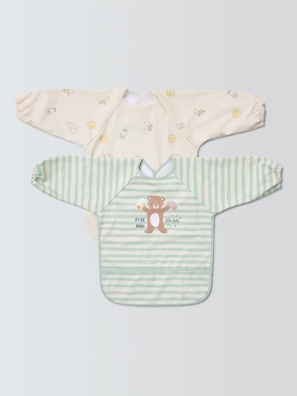 John Lewis Daydream Bear Breakfast Print Weaning Bibs, Pack of 2, Multi, Multi