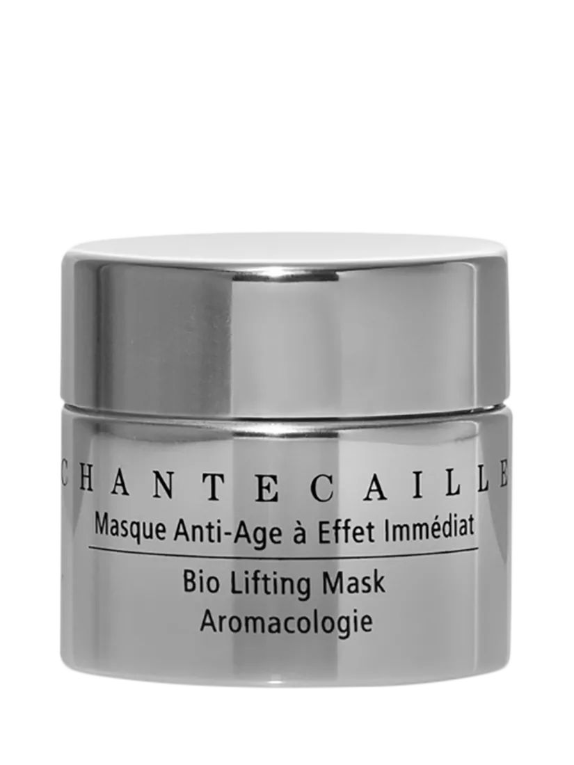 Chantecaille Bio Lifting Mask jar, anti-age facial treatment skincare product in silver container on white background
