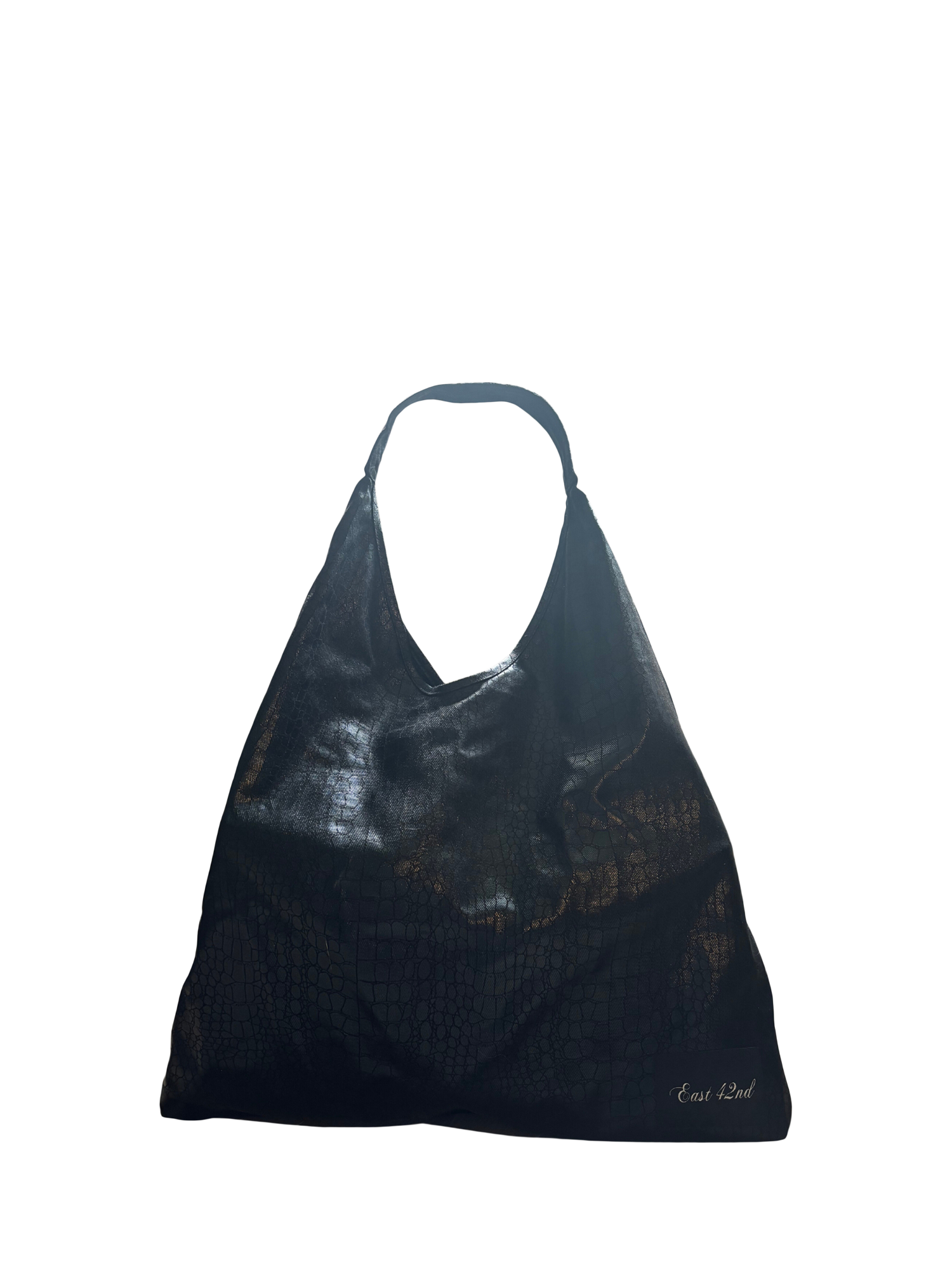 Product image 1 of 3, which shows EAST 42ND Snake Print Tote Bag, Black