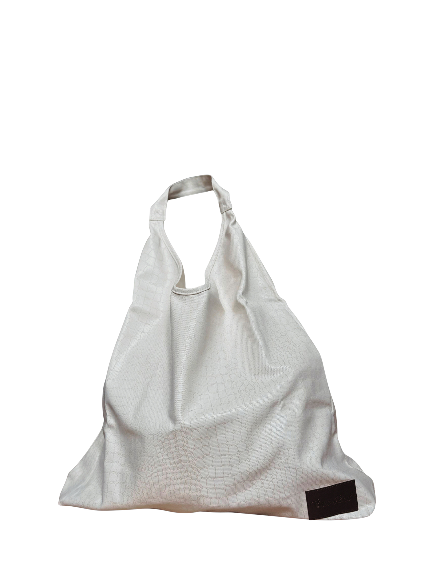 Product image 1 of 3, which shows EAST 42ND Snake Print Tote Bag, White