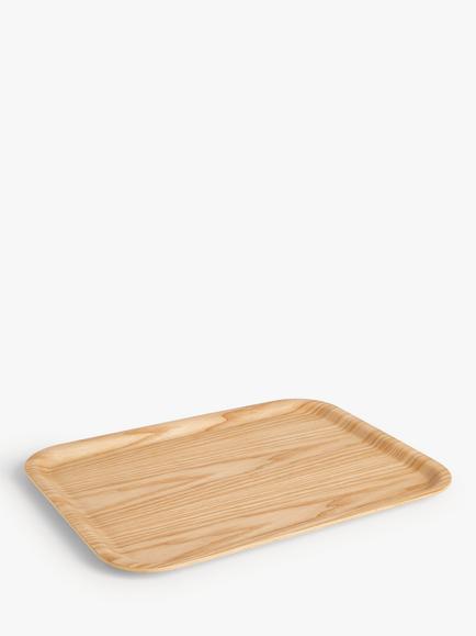 John Lewis Oak Wood Veneer Anti Slip Large Tray, Natural, Natural