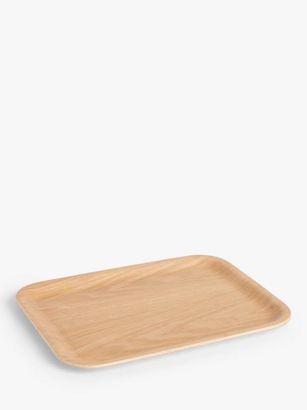 John Lewis Oak Wood Veneer Anti Slip Medium Tray, Natural, Natural