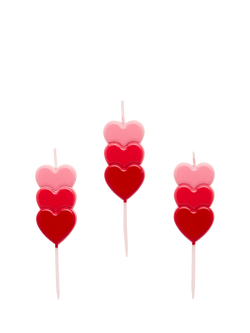 Hootyballoo Stacked Heart Cake Candles, Pack of 3, Red