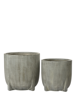Kaemingk Aria Footed Outdoor Planters, Set of 2, Natural, Grey