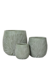 Kaemingk Axel Leaf Ceramic Effect Outdoor Planters, Set of 3, Natural