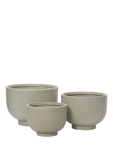 Kaemingk Reine Footed Outdoor Planters, Set of 3, Grey, Grey