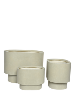 Kaemingk Salo Oval Indoor/Outdoor Planters, Set of 3, Grey, Grey