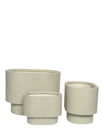 Kaemingk Salo Oval Indoor/Outdoor Planters, Set of 3, Grey, Grey