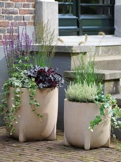 Kaemingk Aria Footed Outdoor Planters, Set of 2, Natural - view 2, Natural