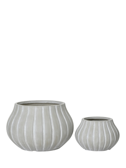 Kaemingk Valletta Ribbed Outdoor Planters, Set of 2, Grey, Grey