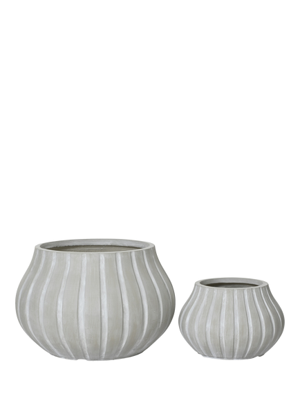 Kaemingk Valletta Ribbed Outdoor Planters, Set of 2, Grey, Grey