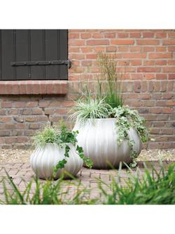 Kaemingk Valletta Ribbed Outdoor Planters, Set of 2, Grey - view 2, Grey