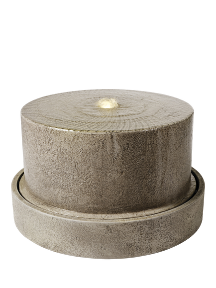 Kaemingk Etched Millstone Stone Effect LED Water Feature, Grey, Grey