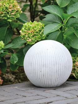 Kaemingk Decorative Fluted Orb Ceramic Effect Garden Ornament, H22.5cm, White - view 2, White