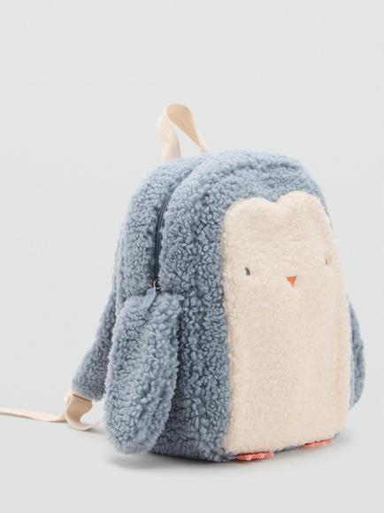 Mango Kids' Pingu Penguin Backpack Bag, Pastel Blue - view 2, Pastel Blue