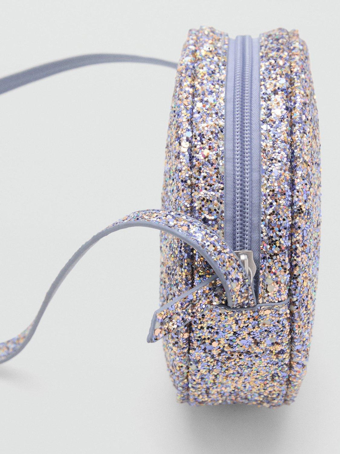 Product image 3 of 4, which shows Mango Sharpay Round Glitter Crossbody Bag, Light Pastel Blue