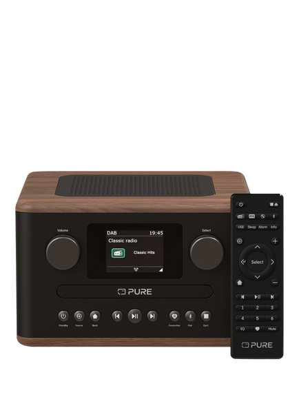 Pure Classic C-D4 DAB+/FM Bluetooth Compact All-In-One Music System, Walnut, Walnut