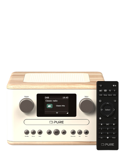 Pure Classic C-D4 DAB+/FM Bluetooth Compact All-In-One Music System, Oak, Oak