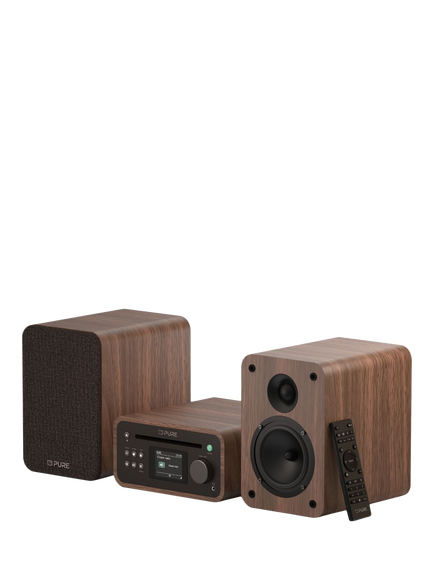 Pure Classic Stereo Mini DAB+/FM Radio Bluetooth All-In-One Music System with Remote Control, Walnut - view 2, Walnut