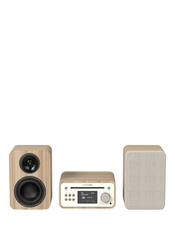 Pure Classic Stero Mini DAB+/FM Radio Bluetooth All-In-One Music System with Remote Control, Oak, Oak