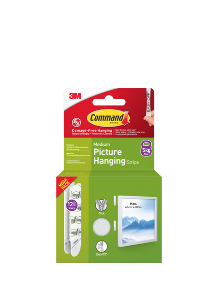 Command Damage-Free Removable Medium Picture Hanging Strips Mega Pack, 5kg, White