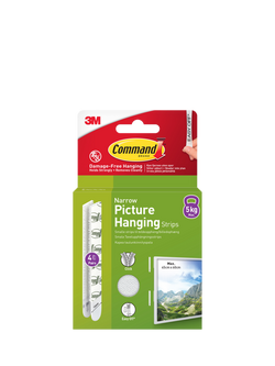 Command Damage-Free Removable Narrow Picture Hanging Strips, 5kg, White