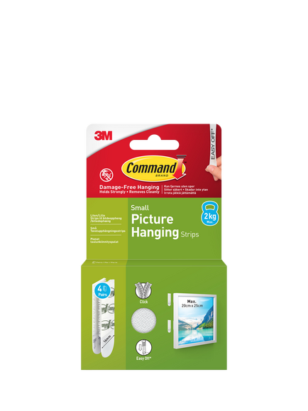 Command Damage-Free Removable Small Picture Hanging Strips, 2kg, White