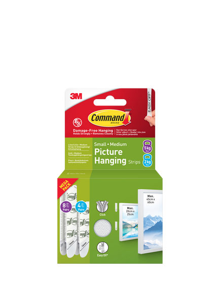 Command Damage-Free Removable Small & Medium Picture Hanging Strips, White